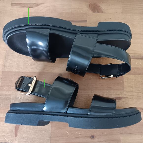 Coach Lockup Two Band Sandal CAP52 Size 6 B - Black Leather - Gold Buckle NWB - Picture 7 of 13